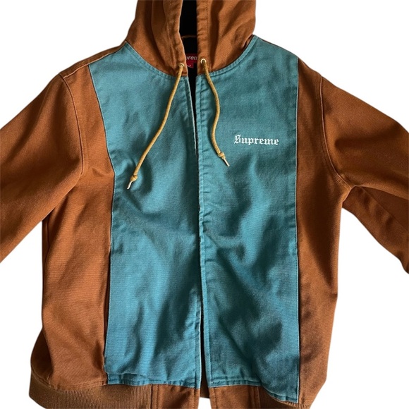 Supreme 2-Tone Hooded Work Jacket - Brown and Teal - Picture 7 of 9